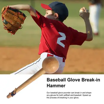 1 Комплект деревянных перчаток, разборный молоток, удобная рукоятка, Бейсбольная круглая бейсбольная бита, Прочная бейсбольная перчатка, Молоток, игры с битой
