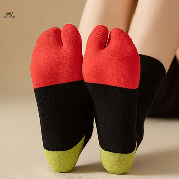 1 пара носков унисекс из чесаного хлопка с раздельным носком, простые удобные носки с двумя носками, японские мужские женские носки-таби в стиле харадзюку