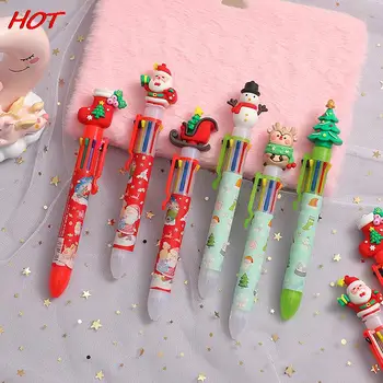 1 шт. Рождественская восьмицветная шариковая ручка, симпатичная шариковая ручка для печати, Праздничный подарок для детей, Рождественский декор для дома, Рождественский орнамент