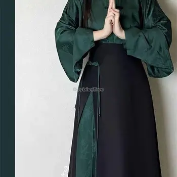 2023 улучшенная женская блузка в китайском стиле со стоячим воротником династии Сун hanfu, длинная юбка на каждый день, hanfu осень и зима s915