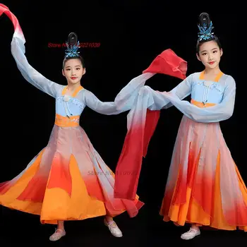 2024 традиционное китайское детское представление hanfu dress национальная цветочная вышивка народные танцевальные костюмы восточное платье hanfu