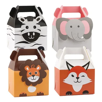 20шт праздничных сумок с животными, бумажных подарочных пакетов, маленьких бумажных пакетов для детской вечеринки, 4 дизайна на тему дня рождения в джунглях