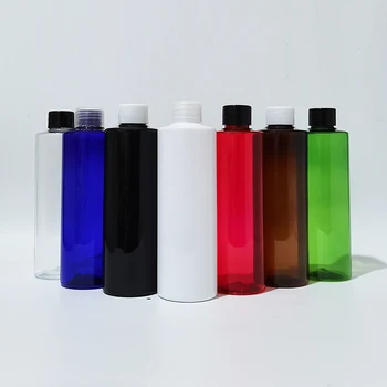30шт 250 мл Пустых прозрачных Бело-черных пластиковых бутылок с завинчивающейся крышкой для эфирных масел, косметической упаковки, геля для душа и шампуня