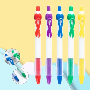 50ШТ Зажим для ручек с лентой Пластиковая ручка для творчества, рекламная ручка, ручка для прессования с бантиком