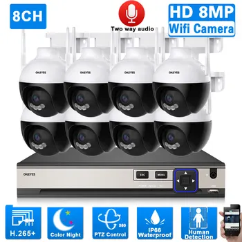 8-Канальный 4K CCTV Система Видеонаблюдения Комплект 2-Полосный Аудио XMEYE 8MP 8-Канальный POE NVR Система Безопасности С Автоматическим Отслеживанием 4K Wifi PTZ Камера