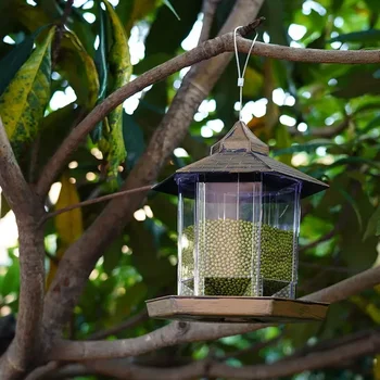 Aves Bird Feeding Outdoor Hanging Type Водонепроницаемый Контейнер Для Кормления Птиц, Подвесная Беседка Wild С Веревкой Для Домашнего Декора