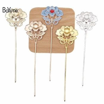 BoYuTe (10 шт./лот) 50 *49,5 мм Сплав на цветочной основе, палочки для волос, Аксессуары для одежды ручной работы в старинном китайском стиле 