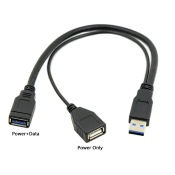Cablecc USB-Кабель USB-Кабель для Передачи данных USB 3.0 Male-Dual USB-Разъем Extra Power Data Y Удлинительный Кабель для 2,5-дюймового Мобильного Жесткого Диска