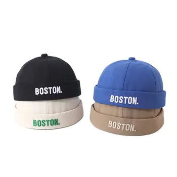 Doitbest 2023 Boy Docker Cap Шляпа Без Полей Boston Letters Girl Beanie Шляпы Хлопчатобумажные Простые Регулируемые Весенние Кепки Матроса Арендодателя