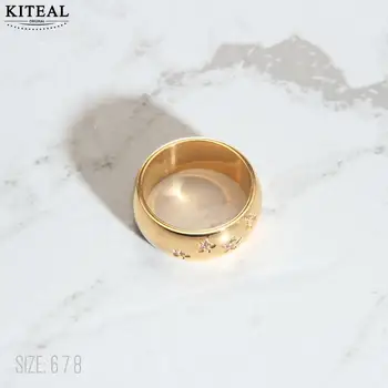KITEAL подарки Золотой цвет размер 6 7 8 Леди обручальное кольцо гипсофила звезда циркон кольцо мужчины Обручальные Свадебные Украшения Аксессуары