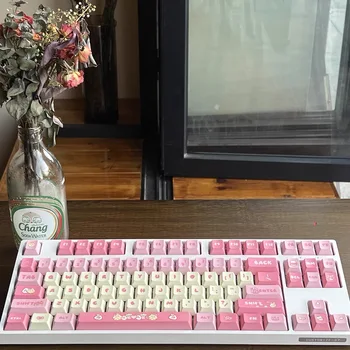 MOA Profile Keycap Розовый Подарок Милые Колпачки Для ключей из ПБТ 135 Клавиш Милый Колпачок Для ключей Сублимация Краски Механическая Игровая Клавиатура Keycap MX Switch