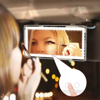 Автомобильное туалетное зеркало, Перезаряжаемое, 3 режима освещения, 60 светодиодных сенсорных экранов, Косметические зеркала для грузовиков, внедорожников, Универсальное зеркало для салона автомобиля