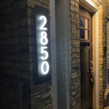 Вертикальный знак с номерами домов, Изготовленный на заказ светлый Акриловый декор домашней двери, 3D-вывеска с адресом, улица, 3D-вывеска, освещенный 220V светодиодом двор перед домом
