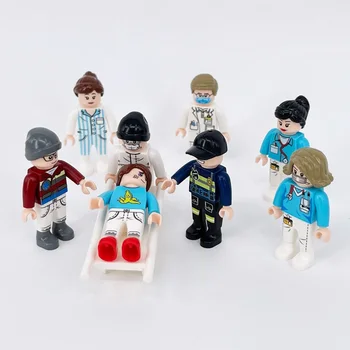 Городской Медицинский персонал, Доктор, Медсестра, Набор 4,5 см Playmobil, Развивающий Креативный Кирпичный Дом, мини-Блоки, Детали, Детские Фигурки, Игрушки