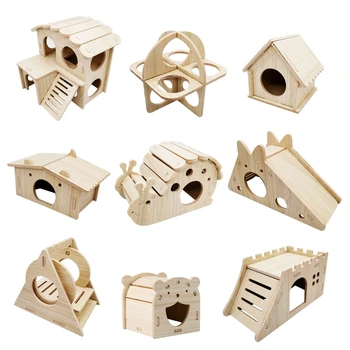 Домик для хомяка Бездонный дизайн, убежище для лазания с маленькими домашними животными, жевательная игрушка для сирийского хомяка, простая в сборке, декор для среды обитания