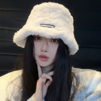 Женская осенне-зимняя шапка рыбака, новая кашемировая теплая корейская версия модной шляпы-ведра, зимняя шерстяная шапка tide