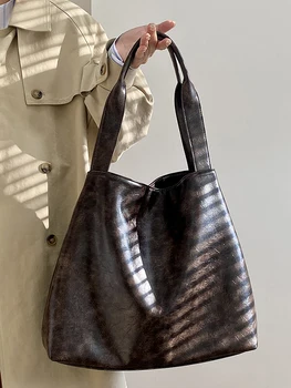 Женская сумка-тоут в стиле ретро большой емкости, для покупок, путешествий, повседневные сумки на одно плечо, Офисная женская дизайнерская сумка для пригородных поездок подмышками