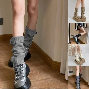 Женские Вязаные длинные носки Lolitas, гетры до колена, модные Носки для ботинок Harajuku, Зимние носки до щиколотки