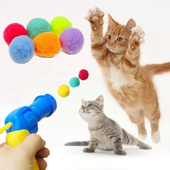 Забавный кот Интерактивный Тизер с плюшевым мячом Обучающая игрушка Креативные Котята Мини Помпоны Игры Игрушки Товары для домашних животных Игрушки для кошки