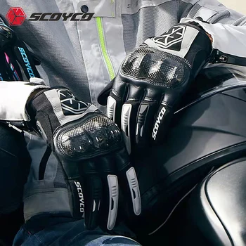 Защитные мотоциклетные перчатки SCOYCO из углеродного волокна MC122, дышащие износостойкие летние велосипедные гоночные перчатки из микрофибры