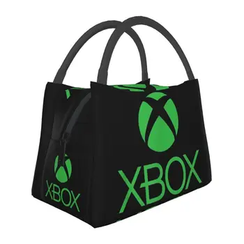 Зеленая сумка для ланча с логотипом Xboxs, изолированная для женщин, портативный термоохладитель для геймеров, коробка для Бенто, коробка для рабочего пикника