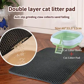 Коврик для кошачьего туалета, двухслойный водонепроницаемый коврик для улавливания мочи, легко моющийся, Нескользящий коврик для унитаза, коврик для кошачьих царапин, большой коврик для ног