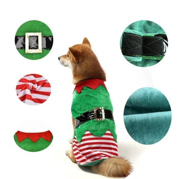 Красно-зеленый костюм, праздничная одежда эльфа для маленьких и больших собак, рождественская одежда для домашних животных, праздничный реквизит для фотосессии