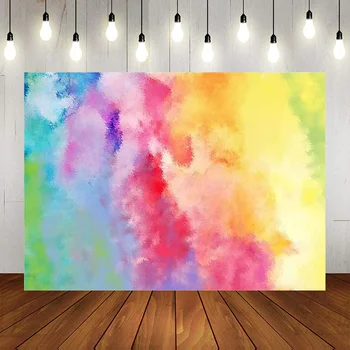 Красочные белые облака байский фон Цветная картина маслом Фон для фотосъемки Тематическая вечеринка Баннер для фотобудки скидка