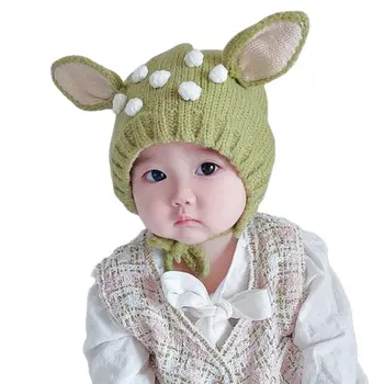 Лучшая Осенне-зимняя вязаная шапочка для малышей, Очаровательная шапка с длинными ушками в виде кролика, шапочка-бини для новорожденных, реквизит для фотосессии