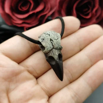 Маленький размер 3D Вороний череп Мужское ожерелье с черепом Подвеска Сорока Готический подарок на Хэллоуин Ожерелье с птичьим черепом Ювелирные изделия в стиле панк хип-хоп
