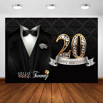 Мужской костюм Yeele на 20-й день рождения, фон для игры в кости, карты, черный фон с бриллиантами, фотографическая фотография, фотостудия, фотофон