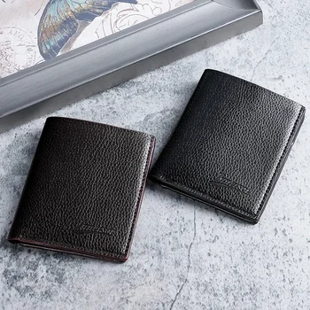Мужской кошелек, вертикальный, деловой, с зерном личи, тонкий зажим для мелочи, многофункциональная мужская сумка для карт