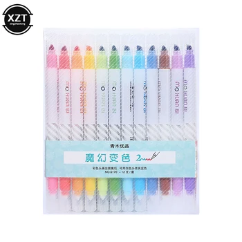Набор ручек-маркеров волшебного цвета, двухсторонний флуоресцентный стираемый маркер, ручка для рисования, Канцелярские принадлежности, Школьные Инструменты