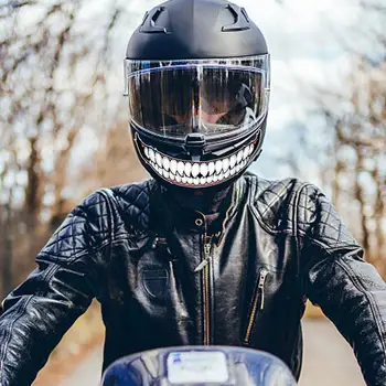 Наклейки на Мотоциклетный шлем Забавная Злая Улыбка С Большим ртом Самоклеящиеся наклейки для украшения автомобиля Виниловые наклейки на Гоночный шлем