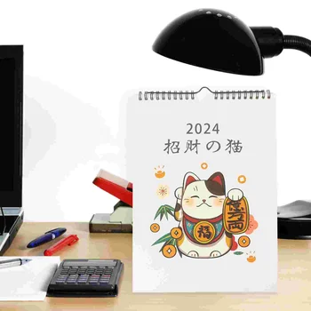 Настенный календарь, офисный планировщик в простом стиле, этот календарь в спиральном переплете, Настенное украшение в стиле Fortune Cat
