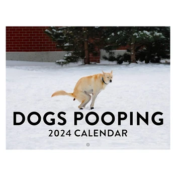 Настенный календарь с какающими собаками на 2024 год, забавный рисунок собаки на 2024 год, настенный календарь для новогодних рождественских подарков