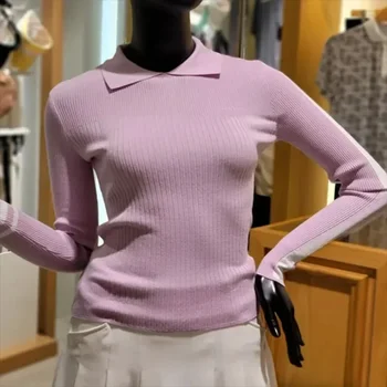 Новая одежда для гольфа для женщин спортивная одежда осенью и зимой женский вязаный свитер для гольфа с длинным рукавом спортивная одежда с высокой эластичностью