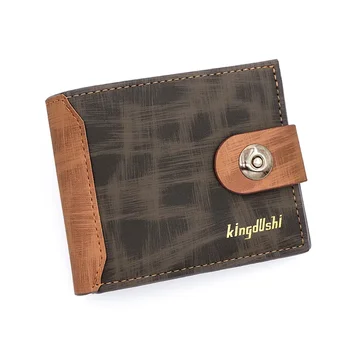 Новый мужской кошелек с горизонтальной магнитной пряжкой, короткий мужской винтажный кошелек с карманом для монет на молнии, портативная складная сумка