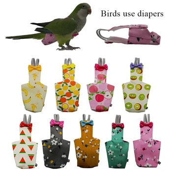 Новый подгузник для попугая с галстуком-бабочкой, Милые Красочные фруктовые голуби с цветами, Маленькие и средние, практичные принадлежности для птиц-попугаев