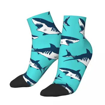 Носки из полиэстера с низкой трубкой, забавные носки с мультяшной акулой, дышащие повседневные короткие носки