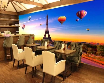 Обои beibehang на заказ 3d фотообои Фреска Супер Элегантный Париж Эйфелева Башня Красочные обои на фоне воздушного шара