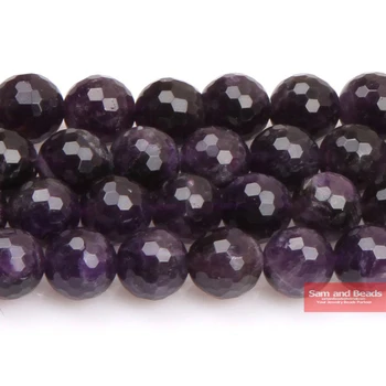 Оптовая Продажа Граненых фиолетовых аметистов из натурального камня, Кварцевых россыпных бусин 15 