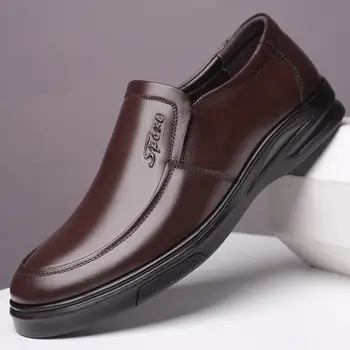 Повседневная кожаная обувь для мужчин 2023 года, новый Корейский деловой костюм для мальчиков, мужская обувь с одной педалью