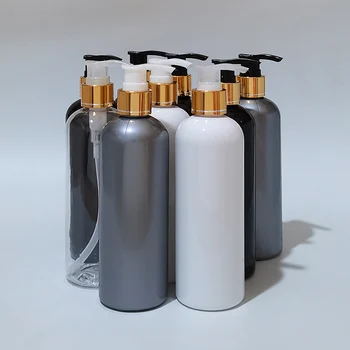 Пустые пластиковые бутылки для лосьона объемом 300 мл, контейнер для жидкого мыла для лосьона личной гигиены, золотой алюминиевый контейнер для косметики