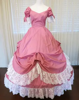 розовое бальное платье принцессы 1860-х годов викторианской гражданской войны southern belle розовое платье принцессы для женщин и девочек Элегантное и мечтательное вечернее платье