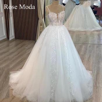 Свадебное платье принцессы на тонких бретельках Rose Moda с 3D цветочными кружевами Реальные фотографии