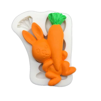 Силиконовая форма для пасхи с Кроликом и Морковью, форма для выпечки шоколадных кексов Sugarcraft, Инструменты для украшения помадных тортов