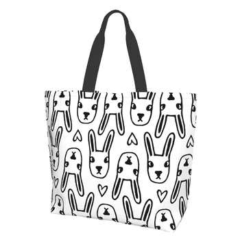 Сумка-тоут для женщин, многоразовые сумки для покупок Happy Rabbit, пляжная сумка