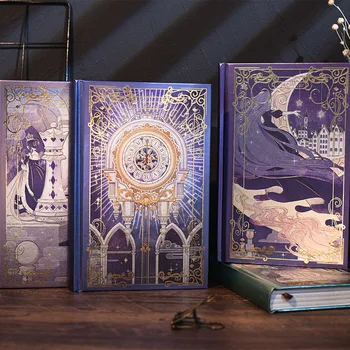 Творческий блокнот Magic Castle формата А5 на 256 страниц с металлическими цветными иллюстрациями, Золотым тиснением, в твердом переплете, Студенческие дневники, Школьные принадлежности