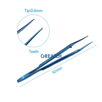 Титановые щипцы с зубьями 0,6 мм, автоклавируемые хирургические щипцы, зажим для офтальмологических инструментов 92 мм, инструменты для офтальмохирургии, 1шт